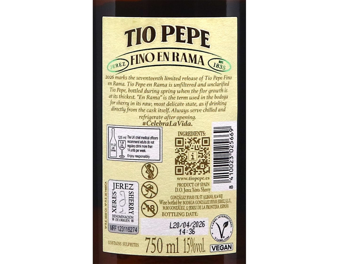 Tio Pepe Fino en Rama 2026 bottling