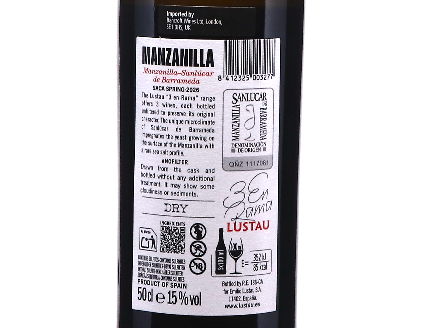 Manzanilla de Sanlucar En Rama Lustau 2026 bottling 50cl
