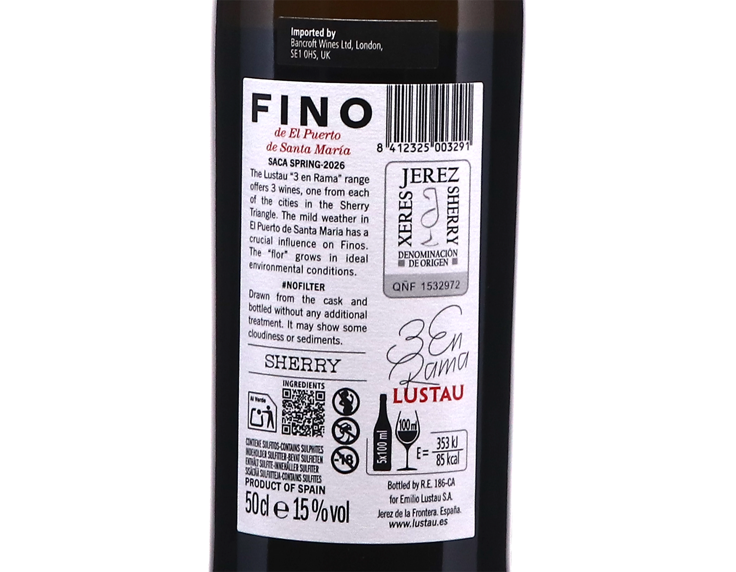 Fino del Puerto En Rama Lustau 2026 bottling 50cl