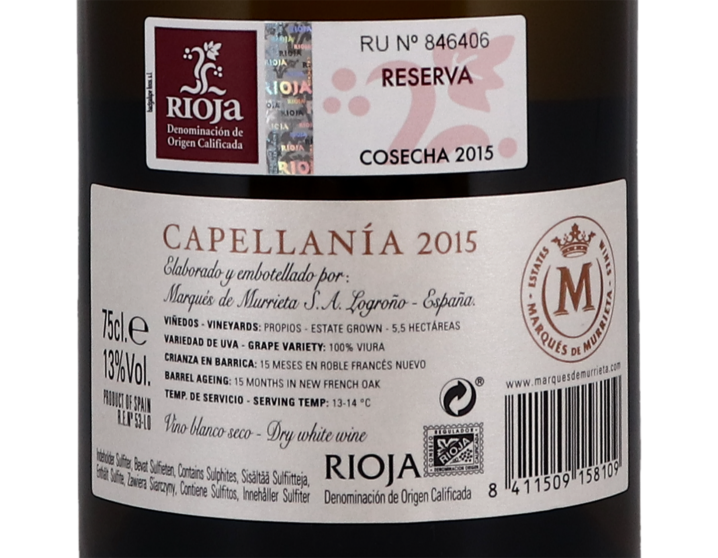 Marques de Murrieta Blanco Capellania Rioja 2015
