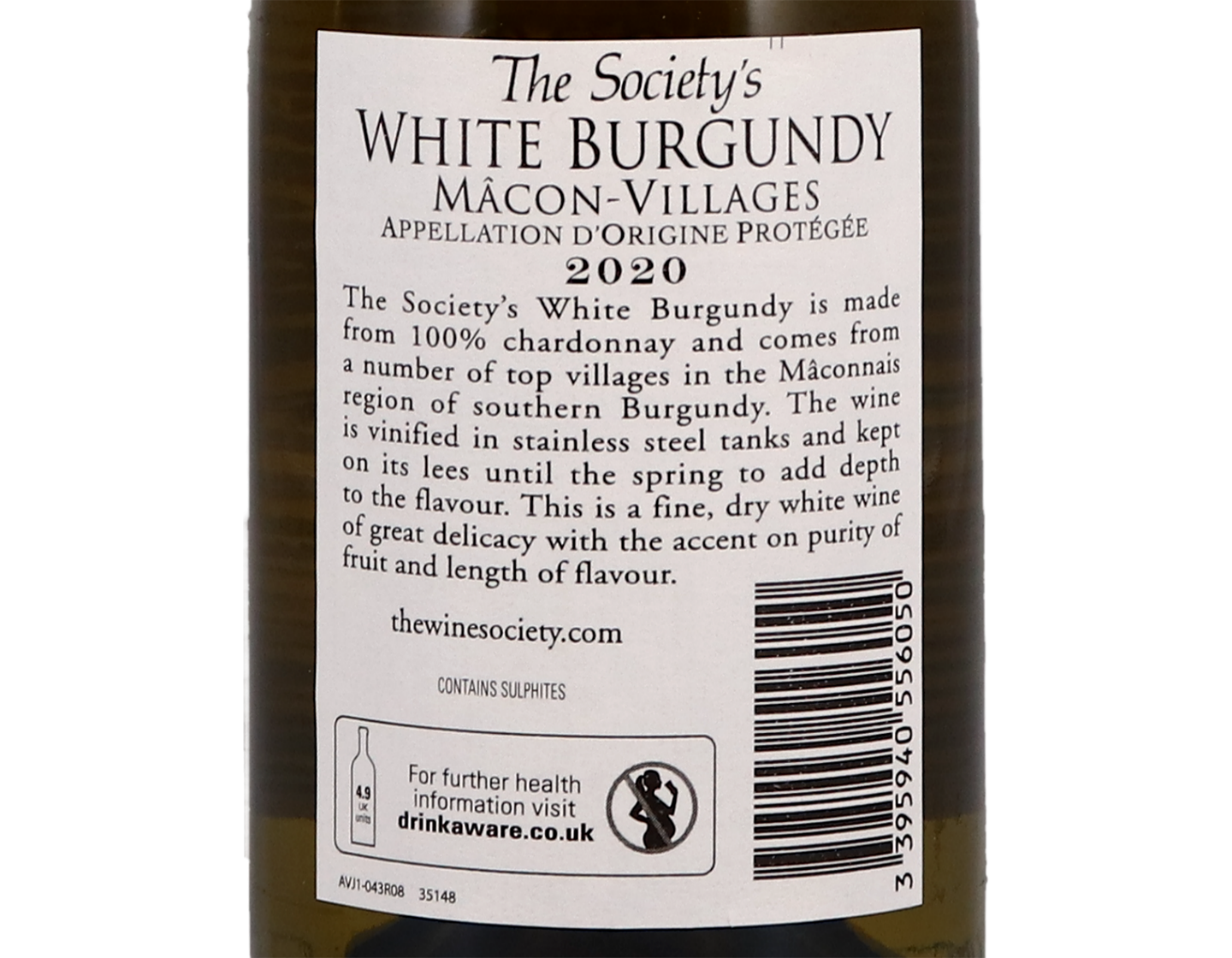 Half bottle of The Society's White Burgundy 2020