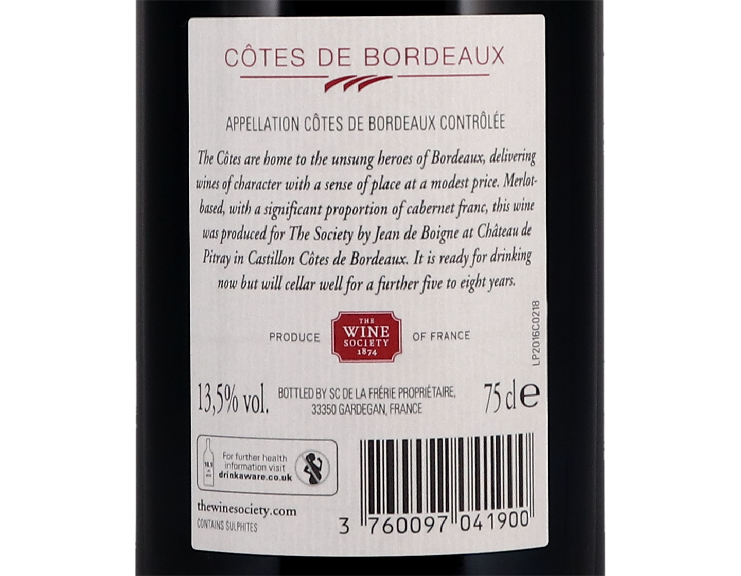 The Society's Côtes de Bordeaux 2016