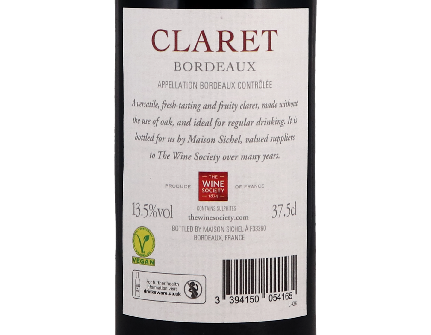 Half bottle of The Society's Claret 2019