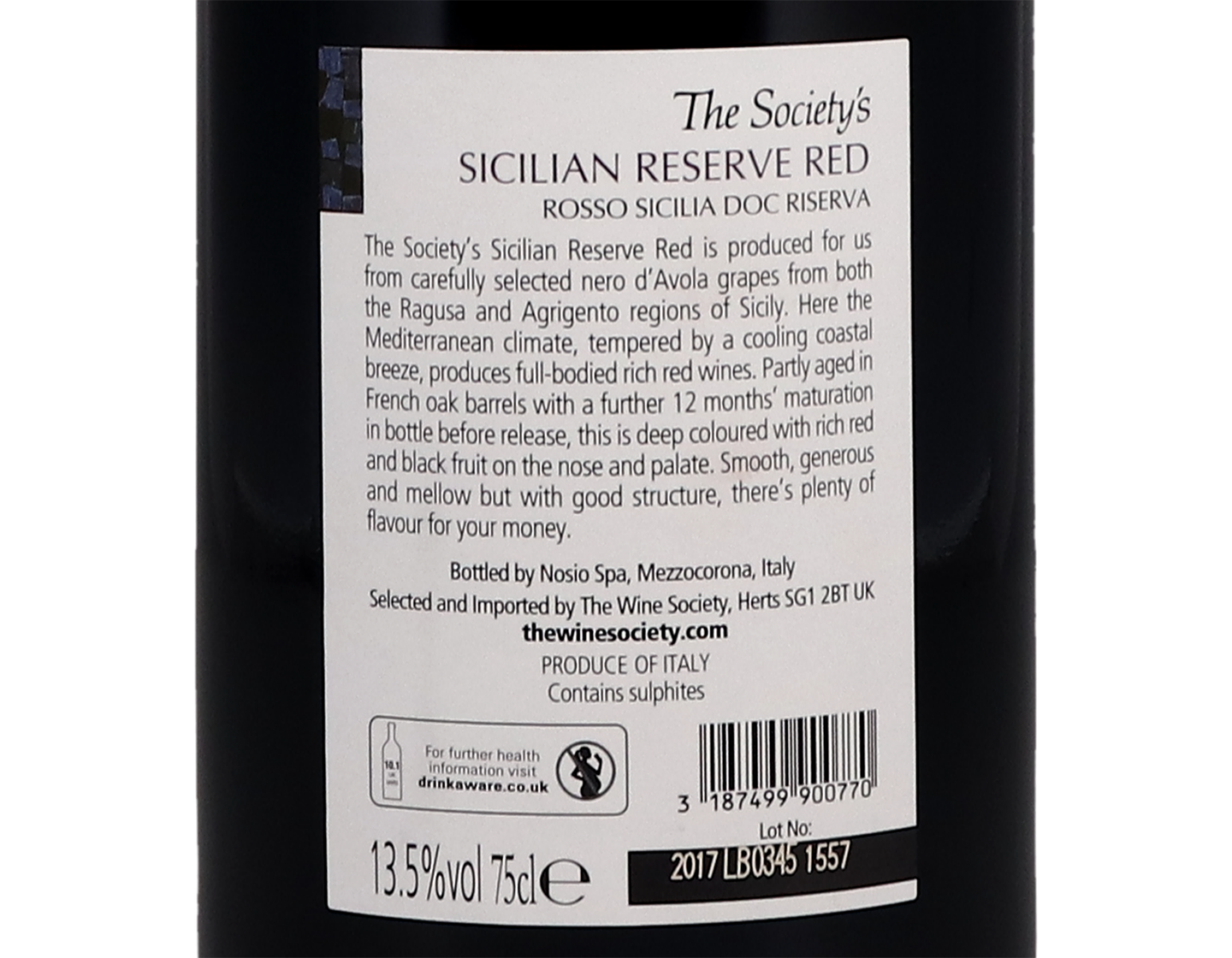 The Society's Sicilian Reserve Red 2017