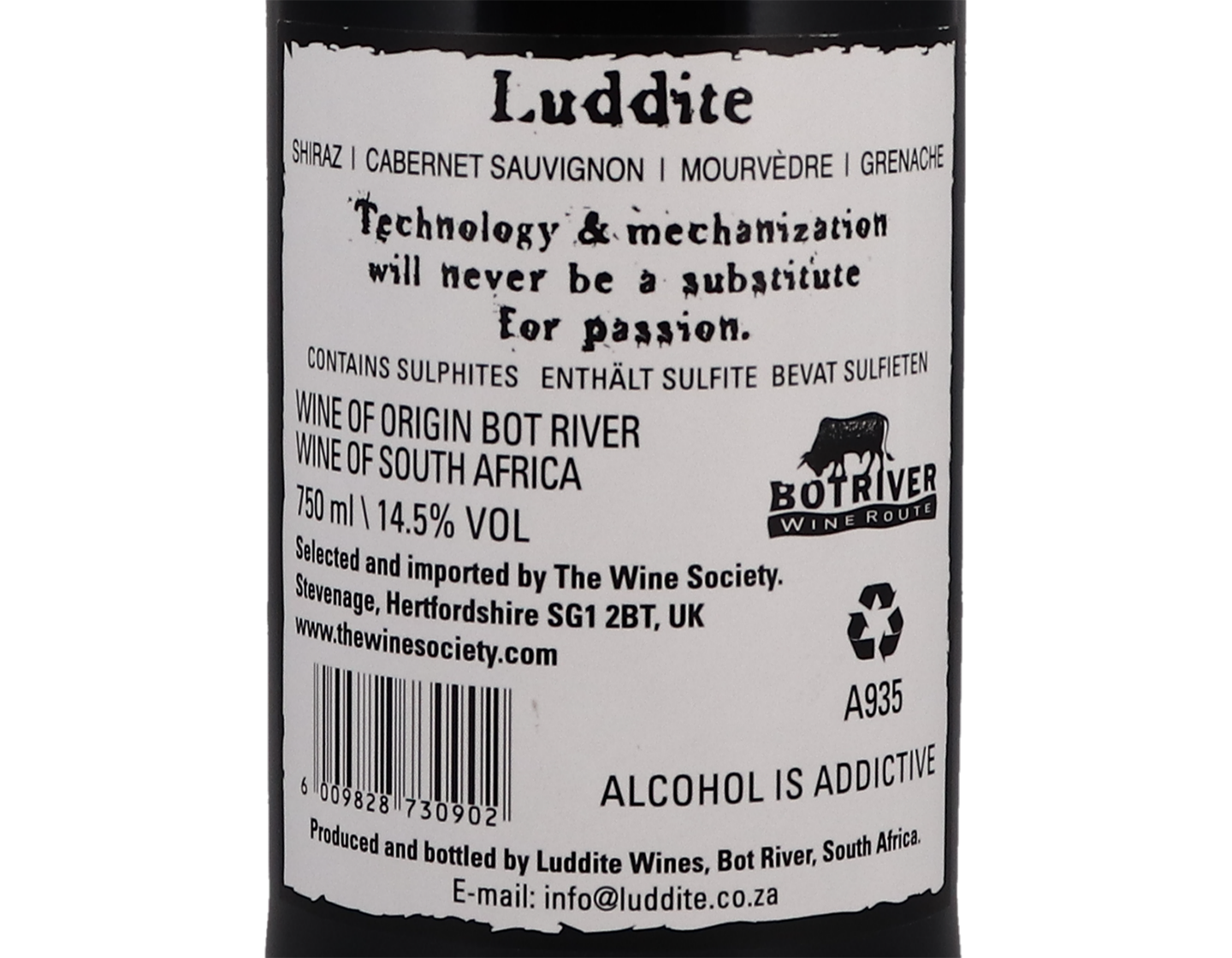 Luddites Saboteur Winemakers Selection Bot River 2017