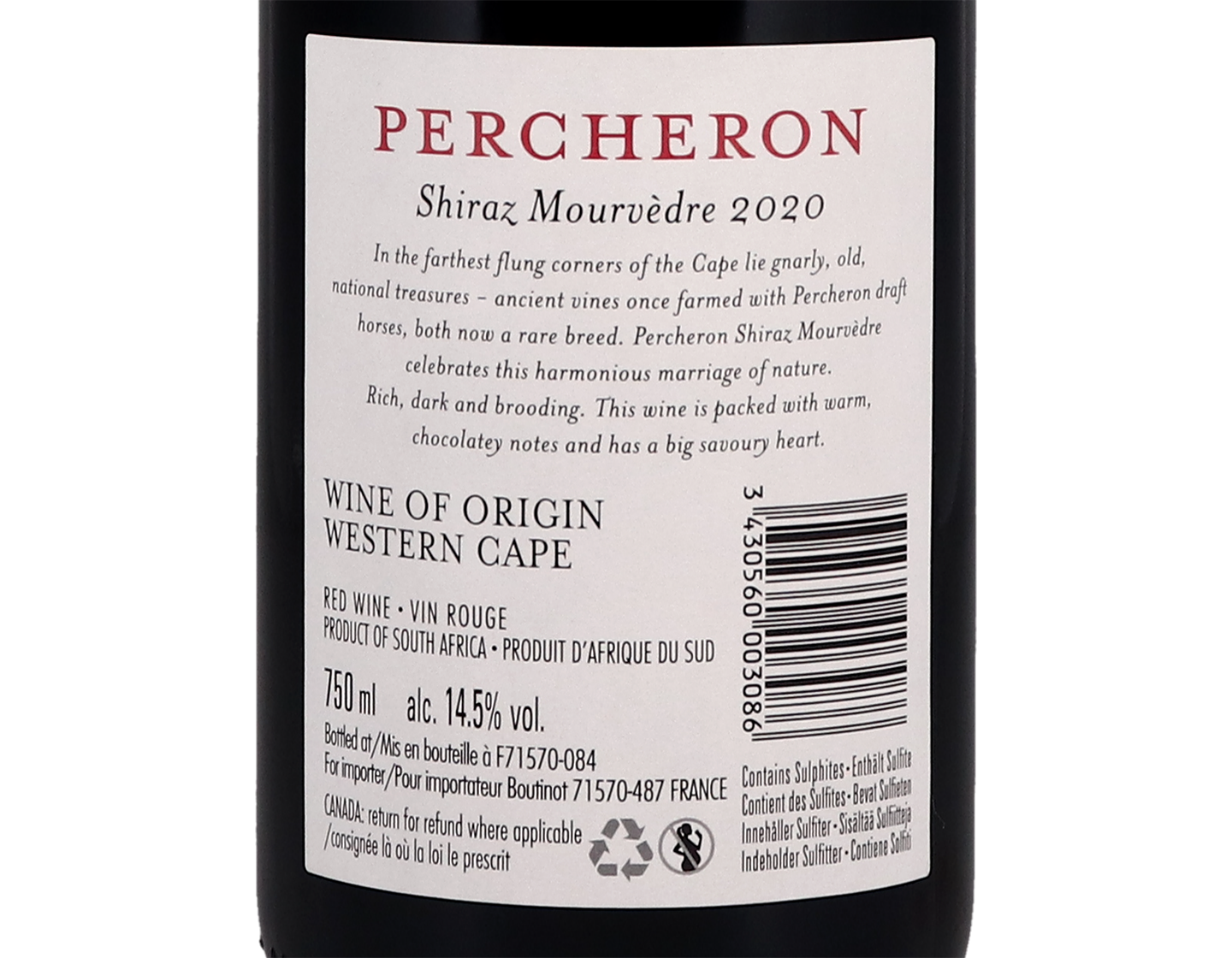 Percheron Shiraz-Mourvèdre, Swartland 2020