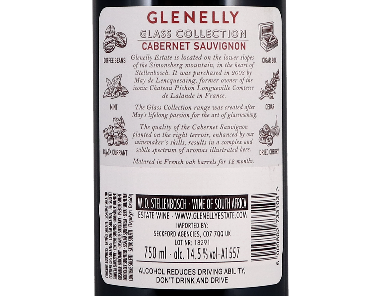 Glenelly Glass Collection Cabernet Sauvignon Stellenbosch 2017