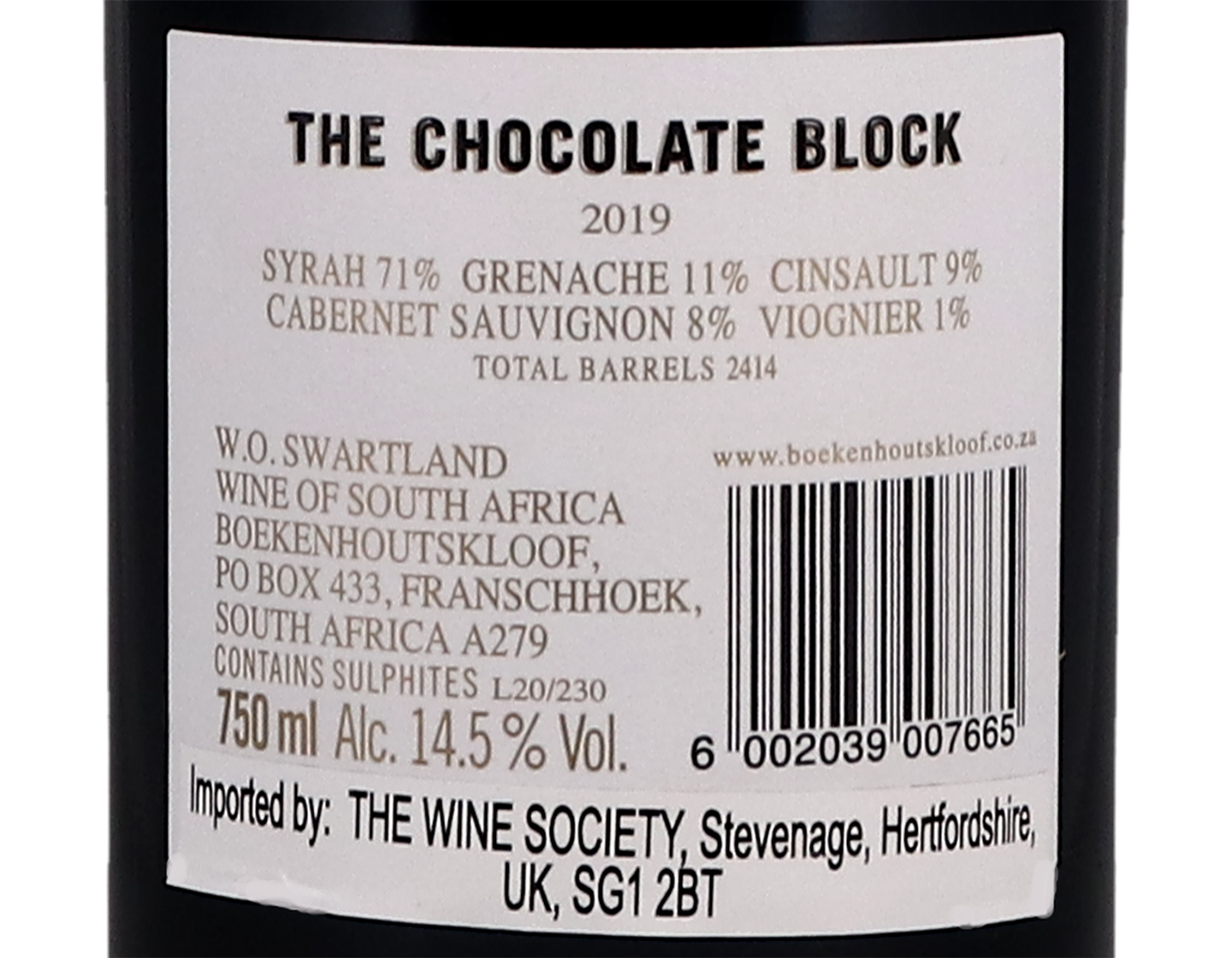 Boekenhoutskloof The Chocolate Block Swartland 2019