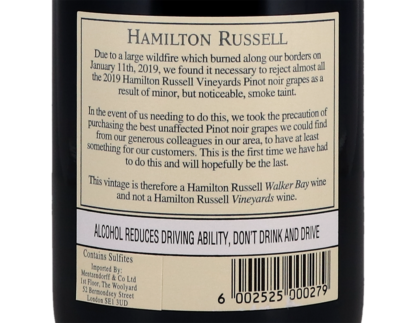 Hamilton Russell Pinot Noir Walker Bay 2019