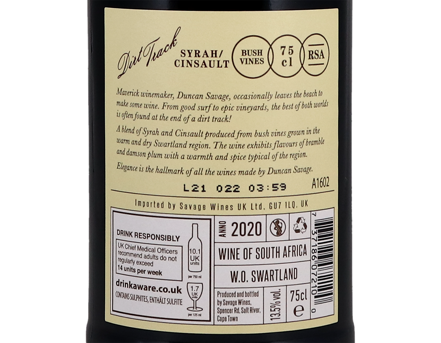 Dirt Track Syrah Cinsault Swartland 2020