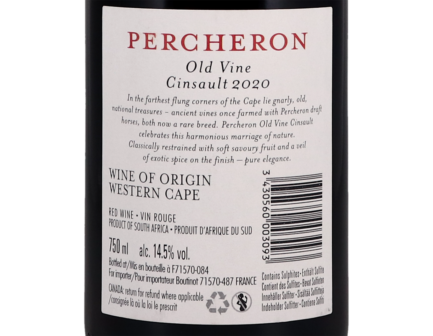 Percheron Old Vine Cinsault Western Cape 2020