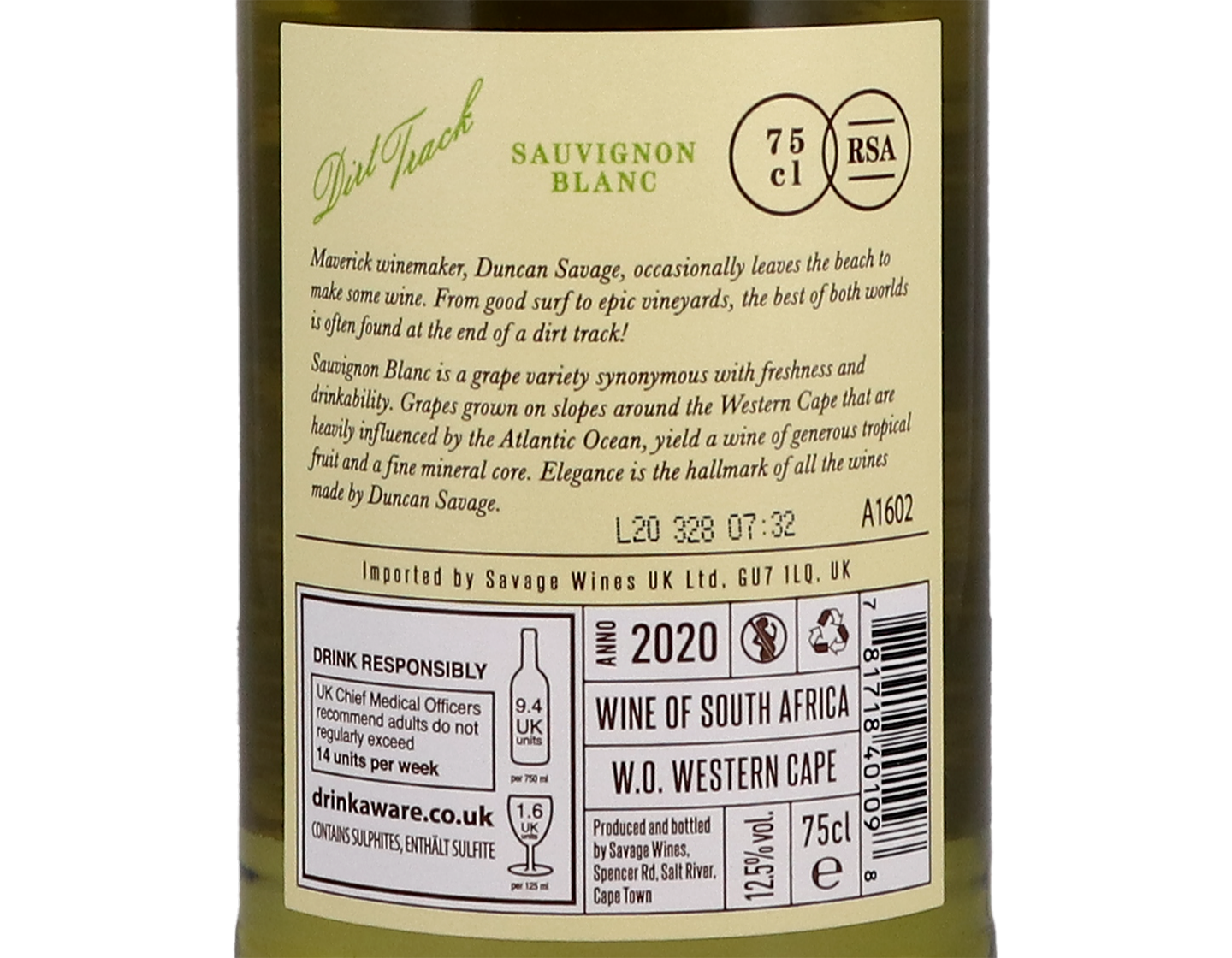 Dirt Track Sauvignon Blanc Western Cape 2020