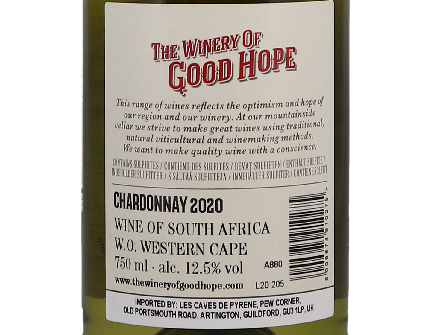 The Winery of Good Hope Unoaked Chardonnay W Cape 2020