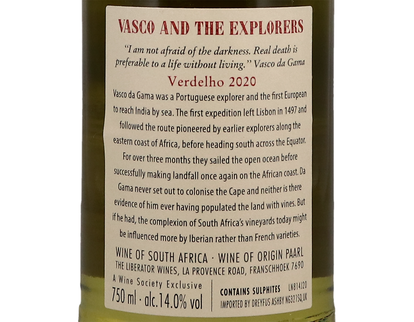 Vasco and The Explorers Verdelho, Paarl 2020