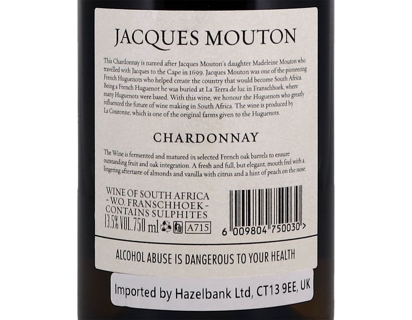 Jacques Mouton 'Madeleine' Chardonnay, Franschhoek 2020