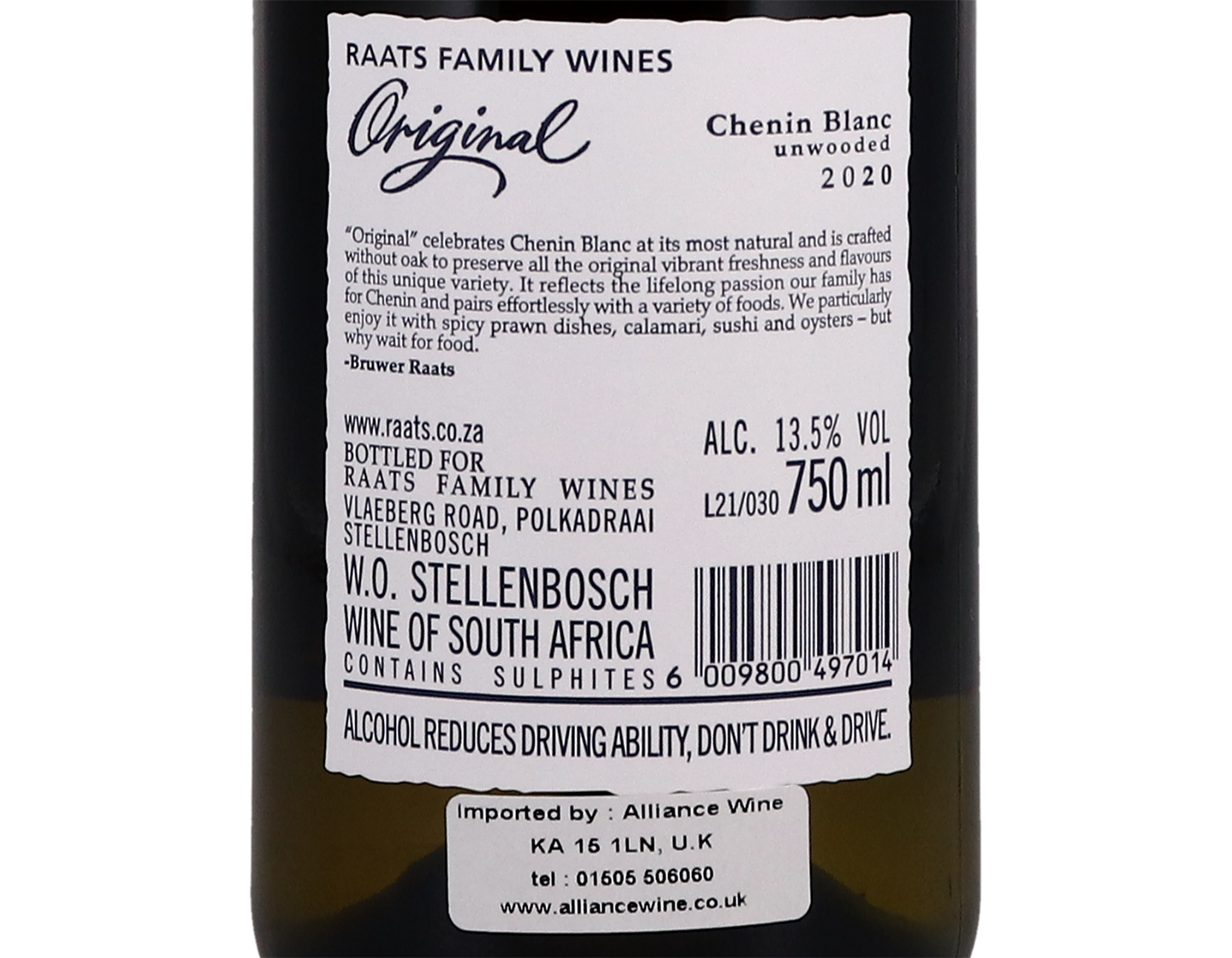 Raats Original Chenin Blanc Stellenbosch 2020