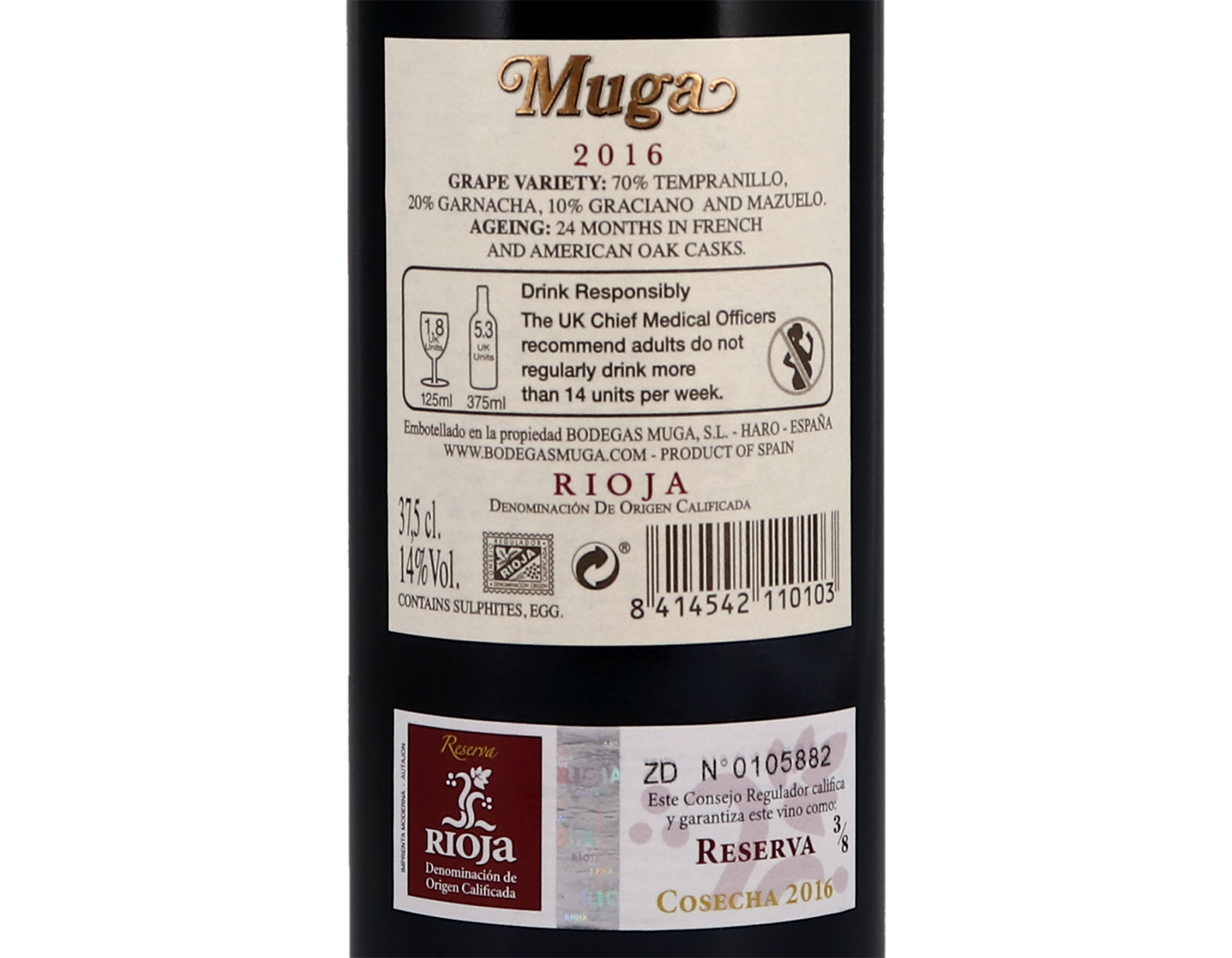 Half of Muga Reserva Rioja 2016