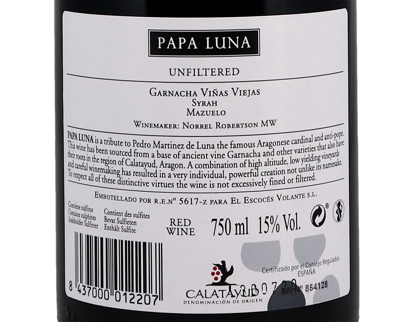 Papa Luna Garnacha Syrah Mazuelo, Calatayud 2017