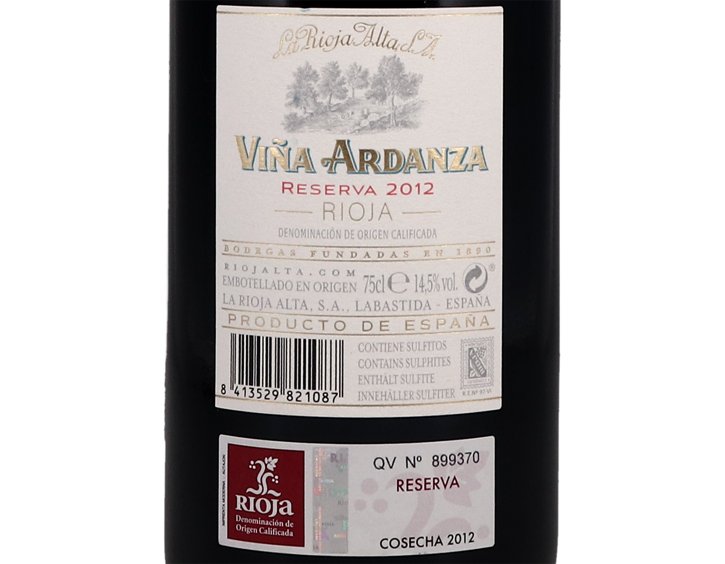 La Rioja Alta Vina Ardanza Reserva Rioja 2012