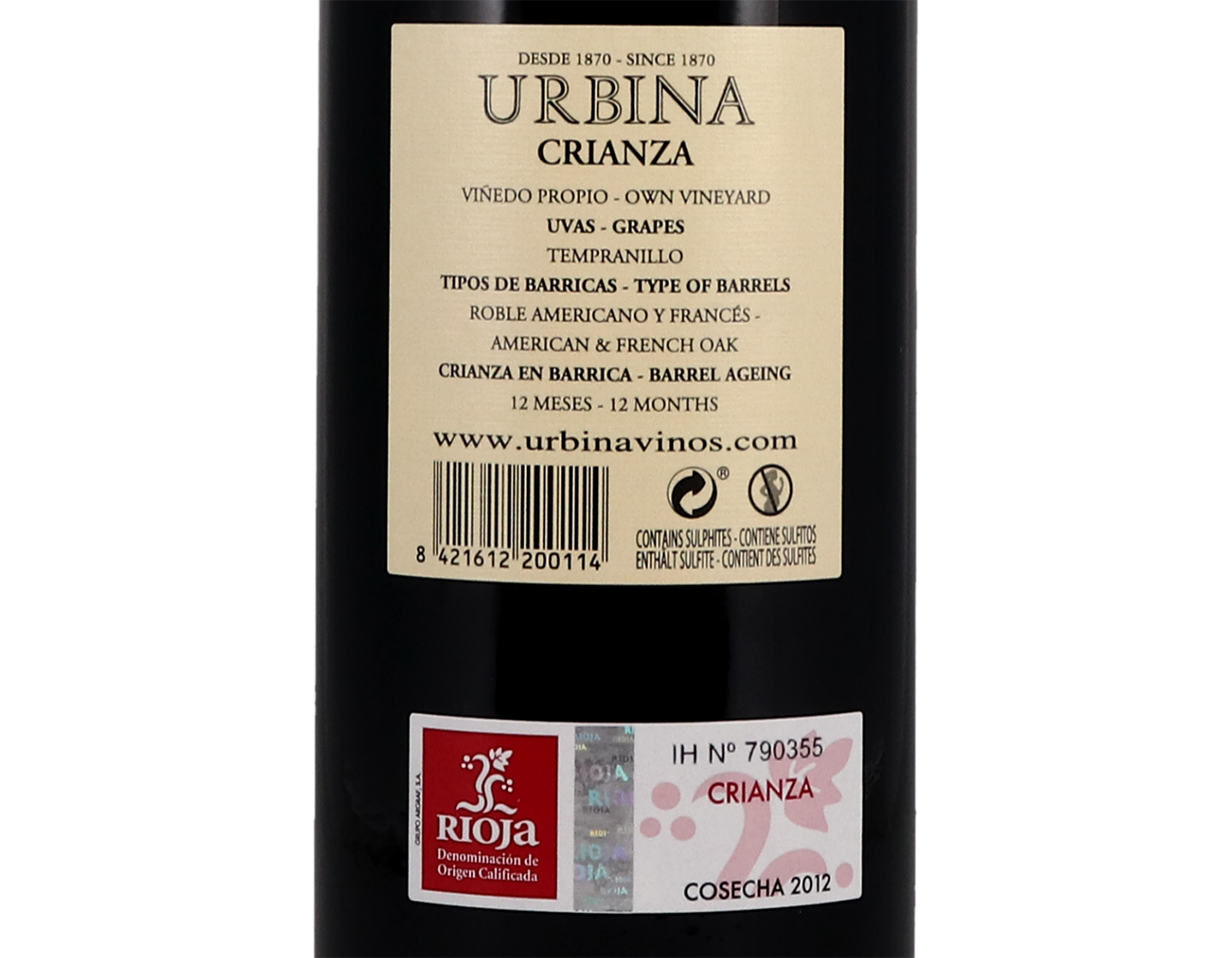 Urbina Crianza Rioja 2012