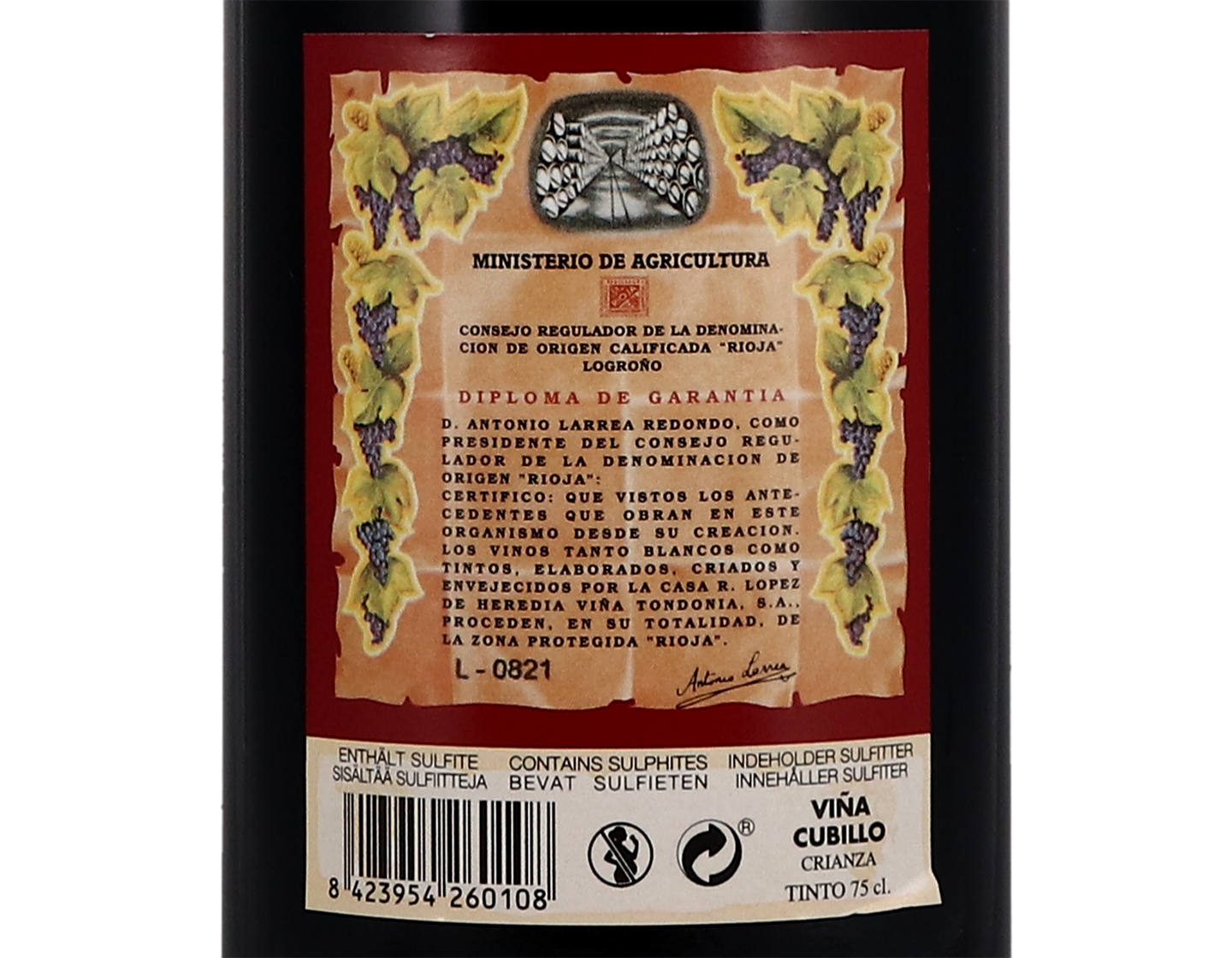 Lopez de Heredia Vina Cubillo Rioja 2012
