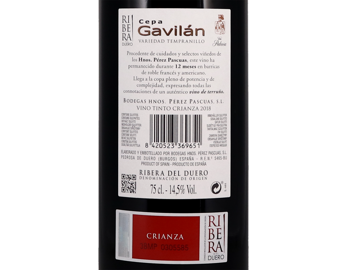 Cepa Gavilan Crianza Ribera del Duero 2018