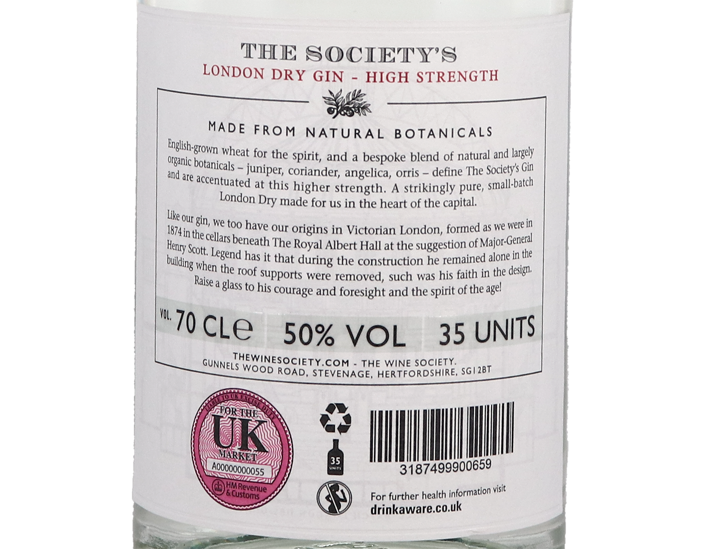 The Society's Gin High Strength 50%