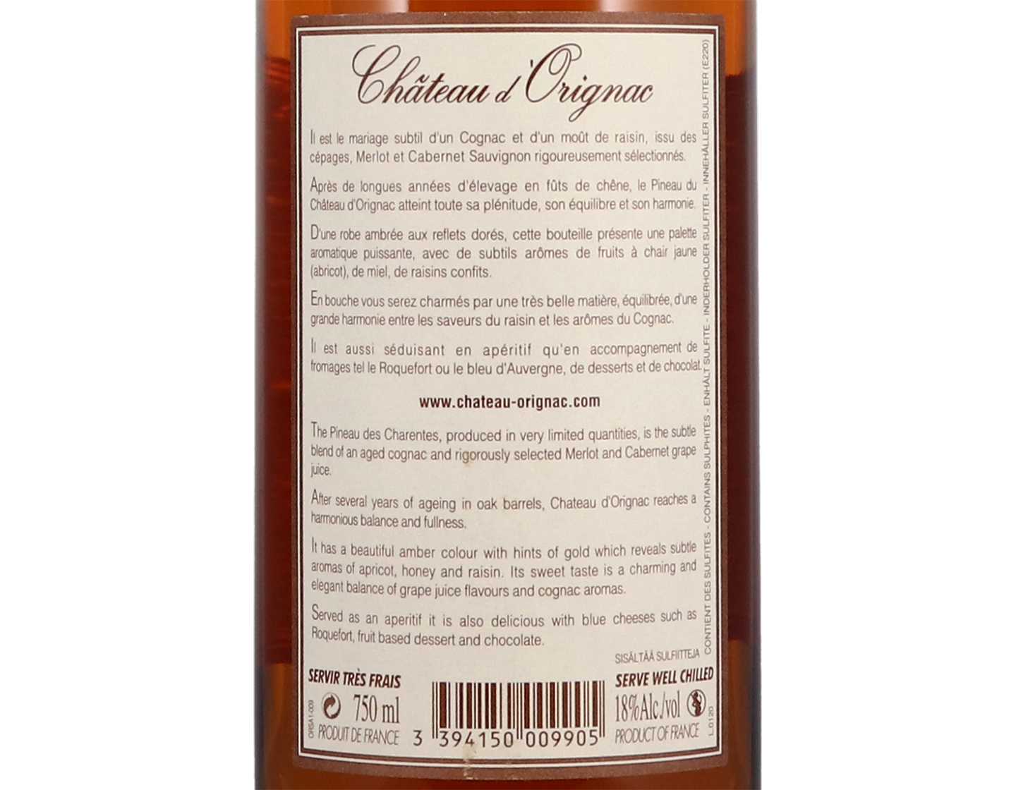 Pineau des Charentes  Chateau d'Orignac 18%