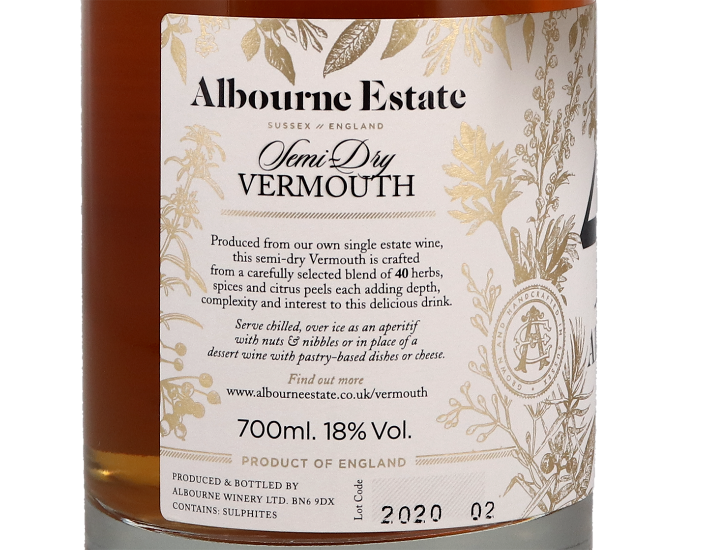 Albourne Estate Sussex Semi Dry Vermouth 18%