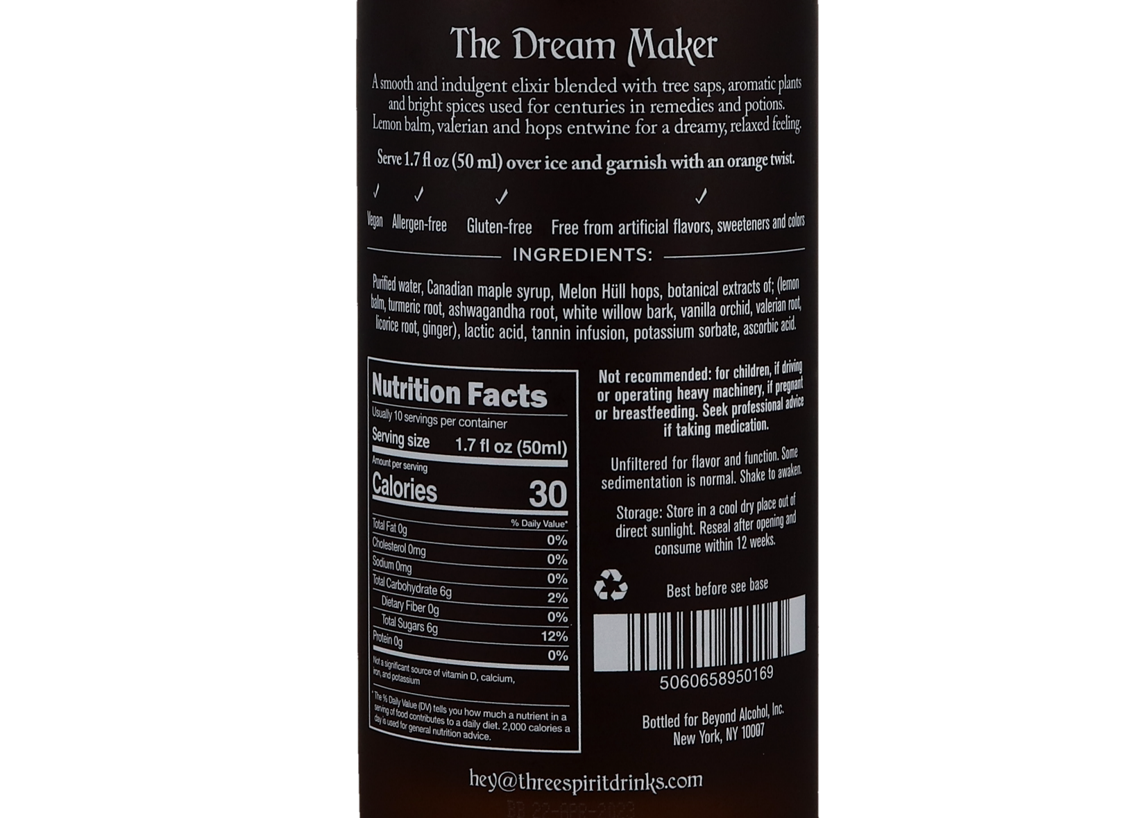 Three Spirit NonAlcoholic Nightcap 50cl