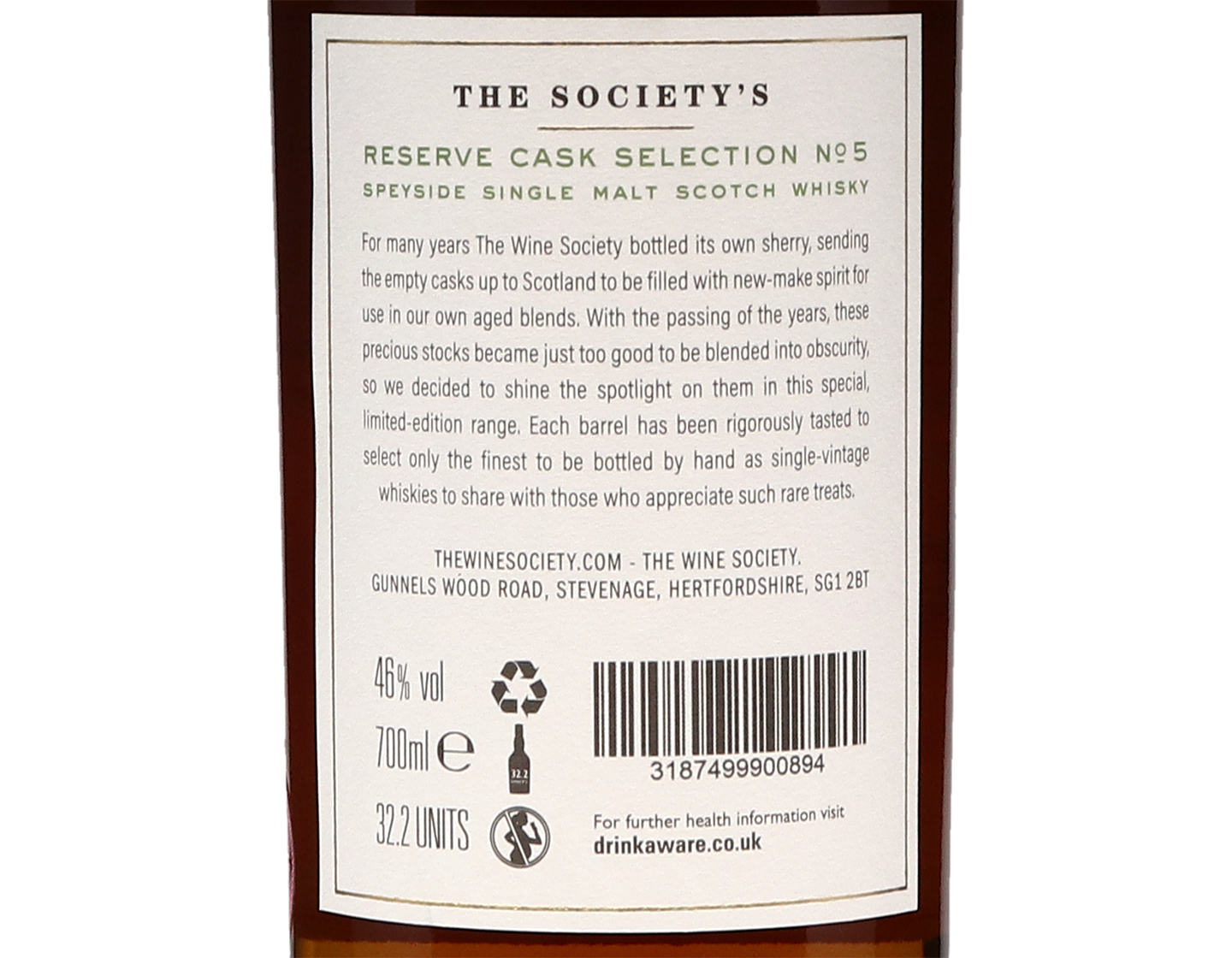 The Society's Reserve Cask Selection Speyside Single Malt Scotch Whisky 1991