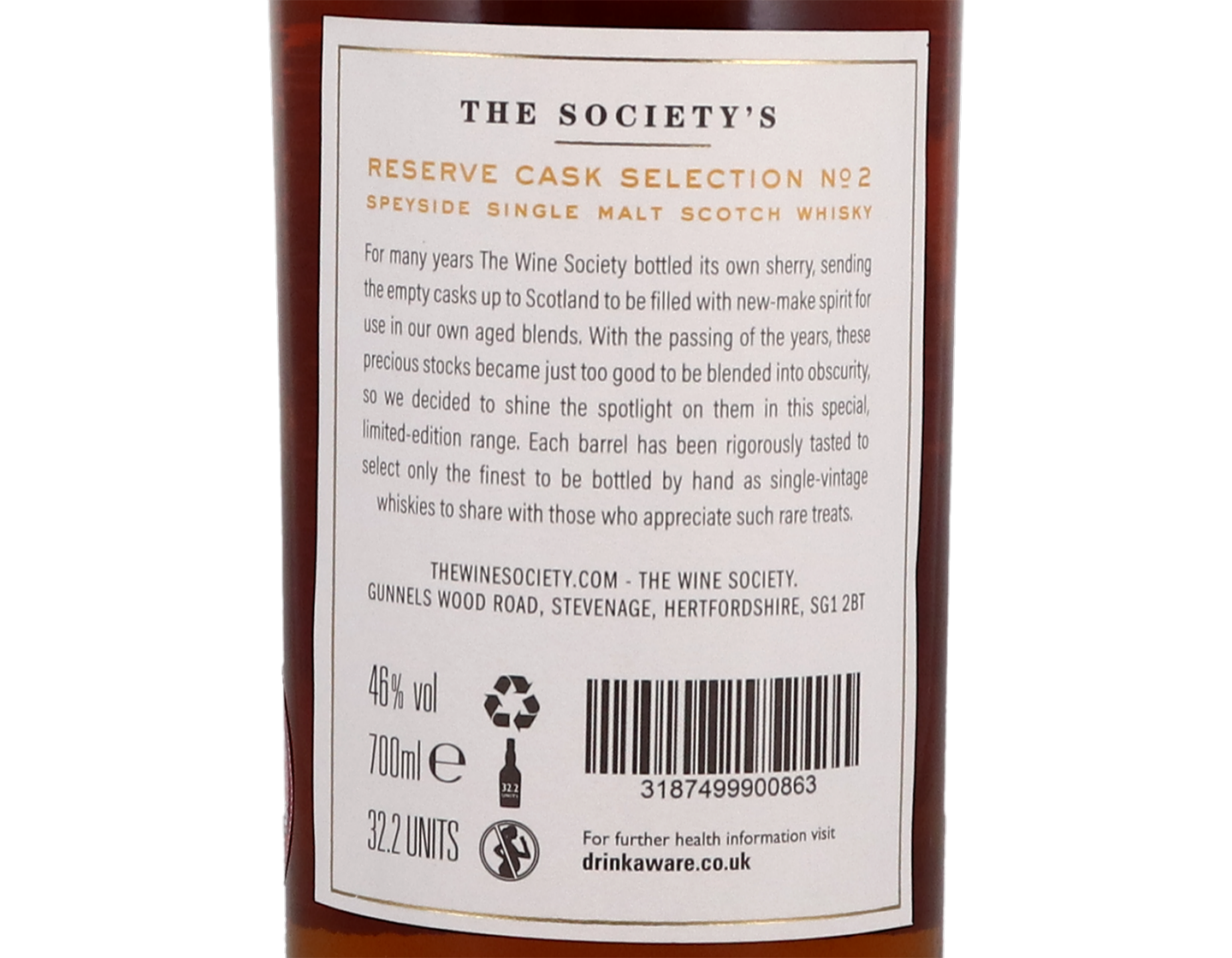 The Society's Reserve Cask Selection Speyside Single Malt Scotch Whisky 1991