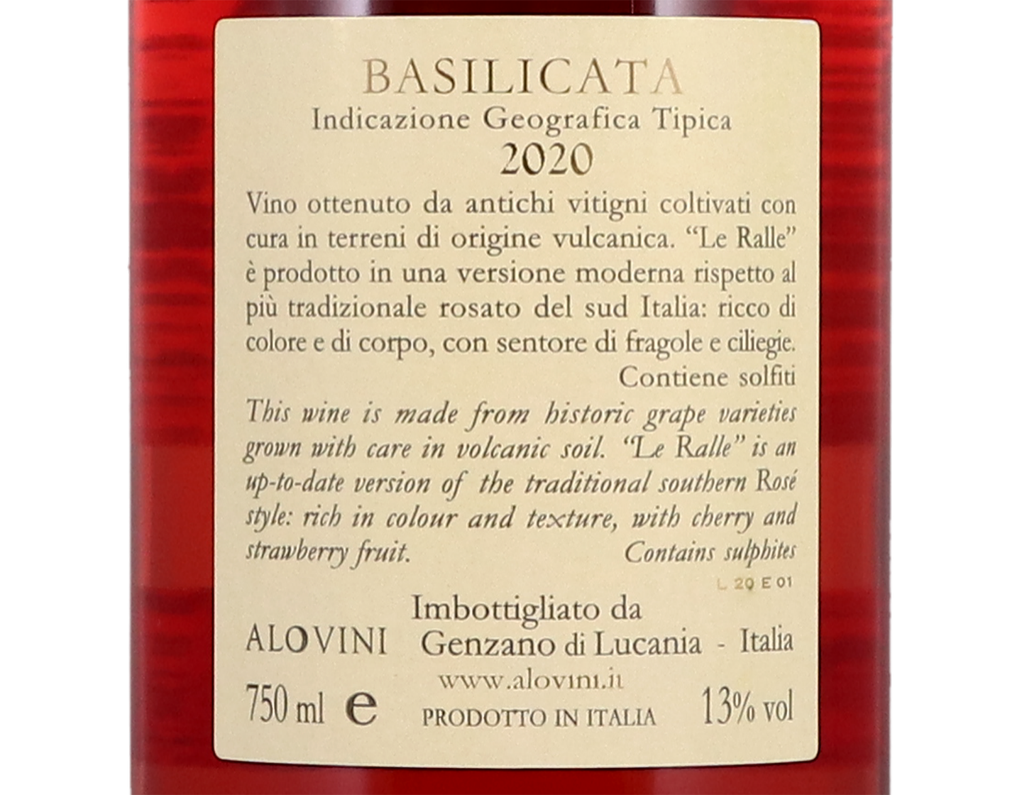 Basilicata Rosato Le Ralle Alovini 2020