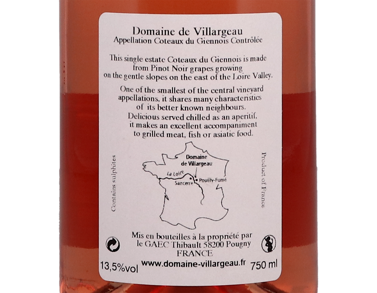 Coteaux du Giennois Rose Domaine de Villargeau 2020