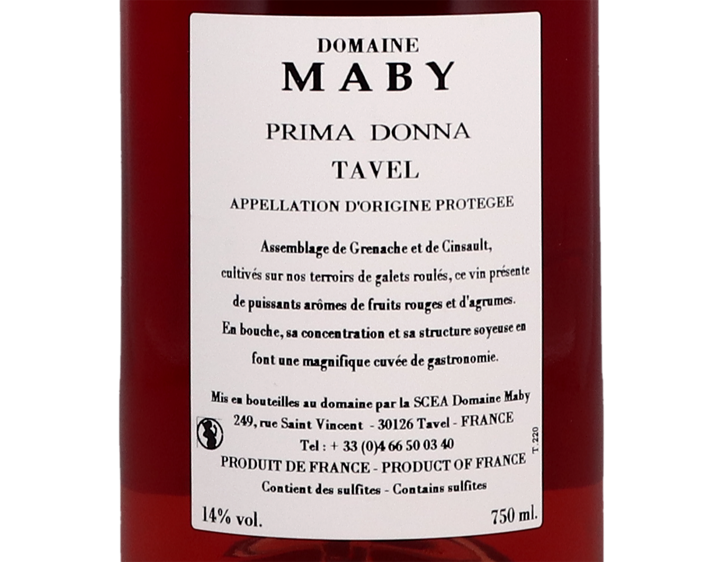 Tavel Cuvee Prima Donna Rose Domaine Maby 2020