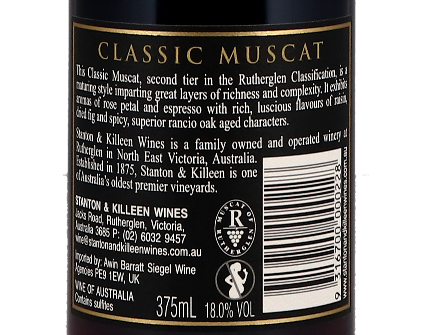 Stanton and Killeen Rutherglen Muscat, 12 Years Old Halves