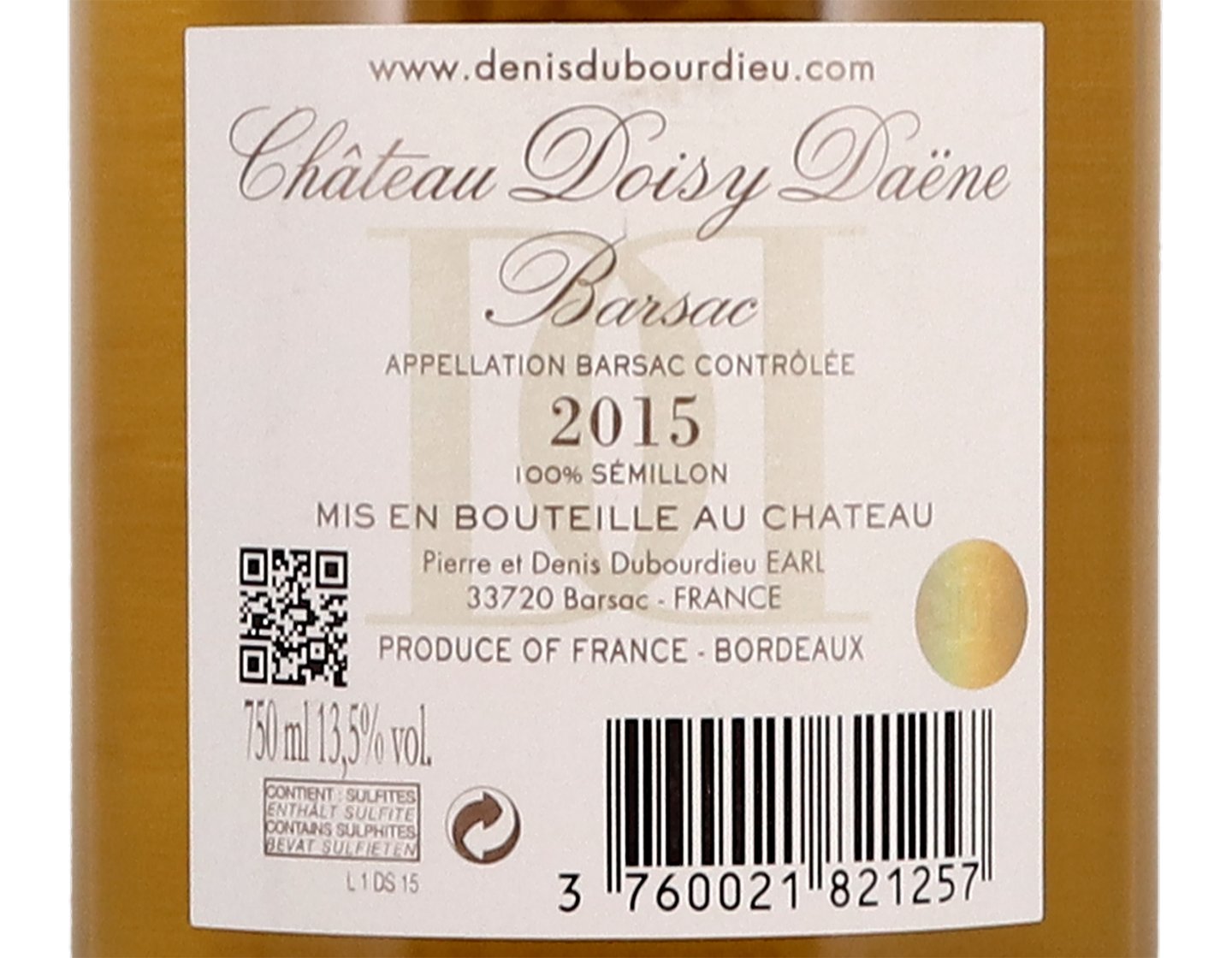 Ch Doisy Daene Barsac 2015