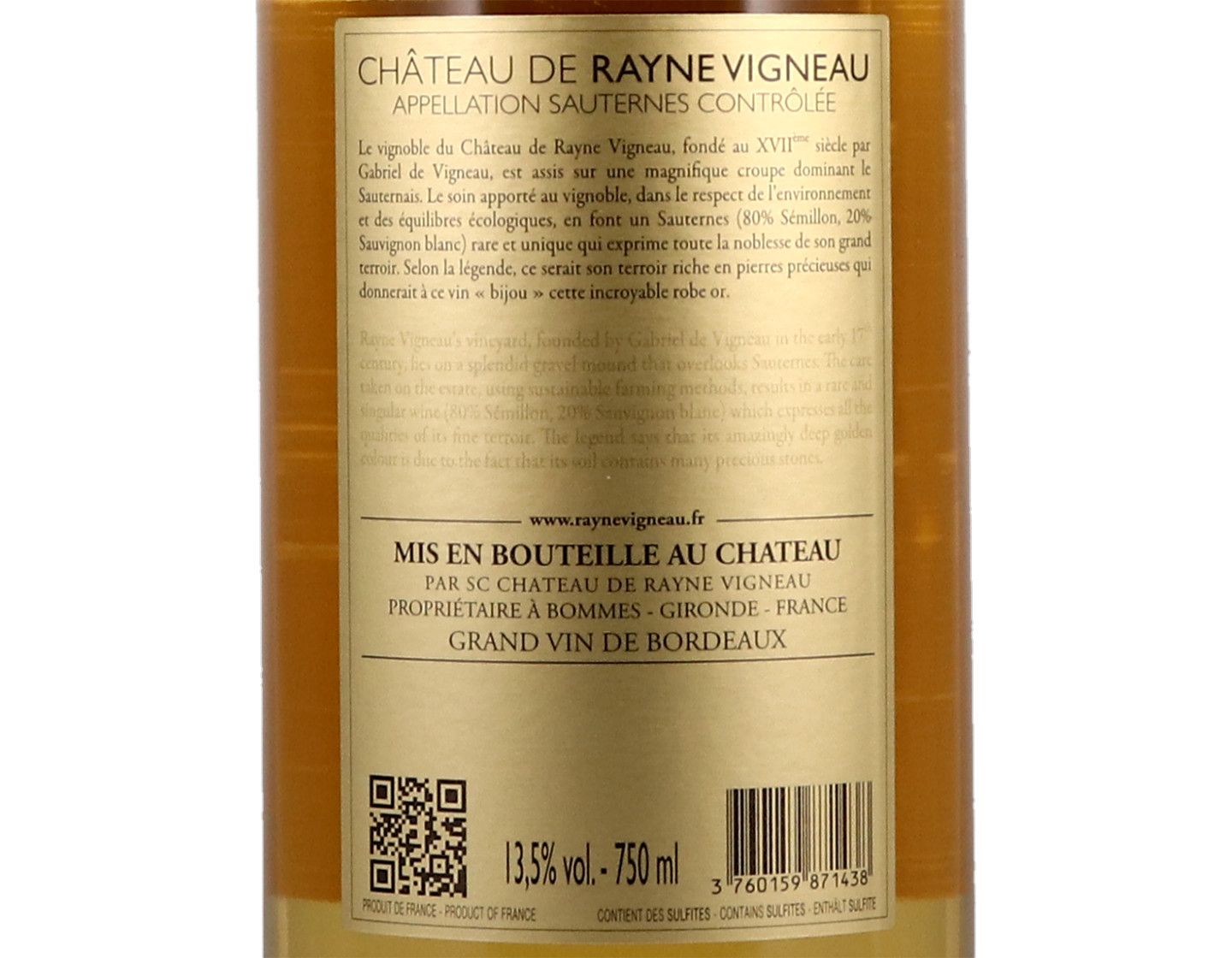 Ch Rayne Vigneau Sauternes 2017