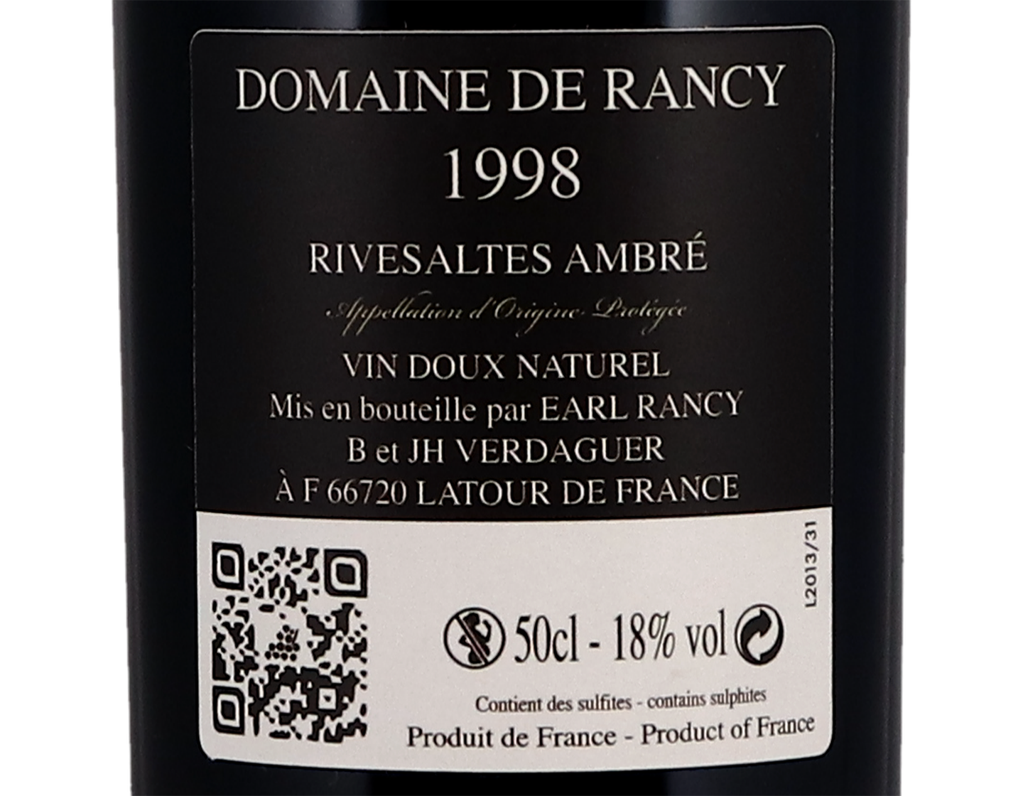 Rivesaltes Ambre Domaine de Rancy 1998 50cl