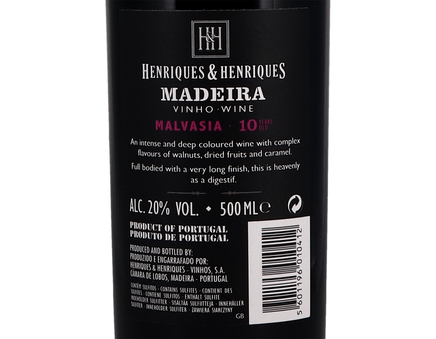Henriques & Henriques Malvasia, 10 years old 50cl