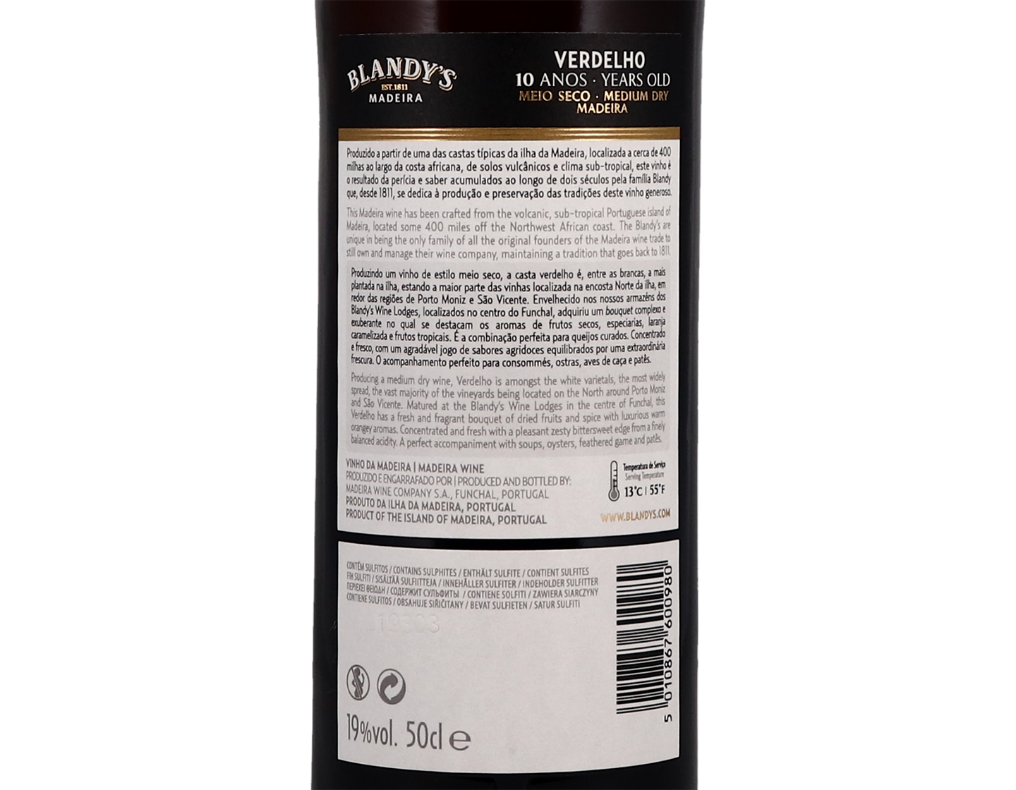 Blandy's Verdelho 10 years old 50cl