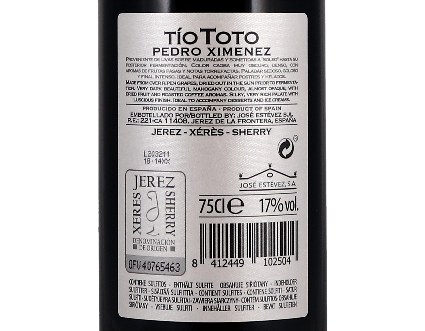 Tio Toto Pedro Ximenez