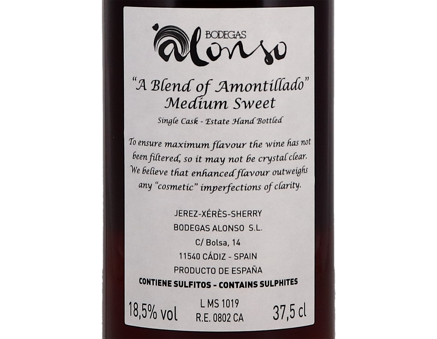 Half bottle Bodegas Alonso Single Cask Amontillado (Medium Sweet)