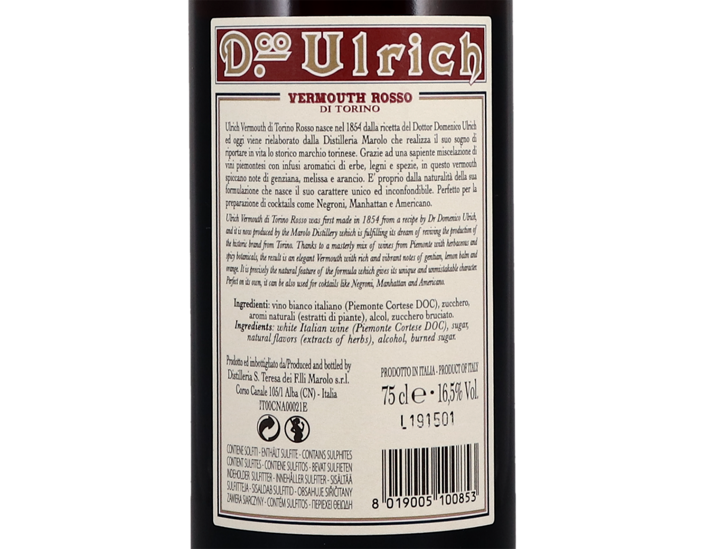 Dr Ulrich Vermouth Rosso di Torino 16.5%