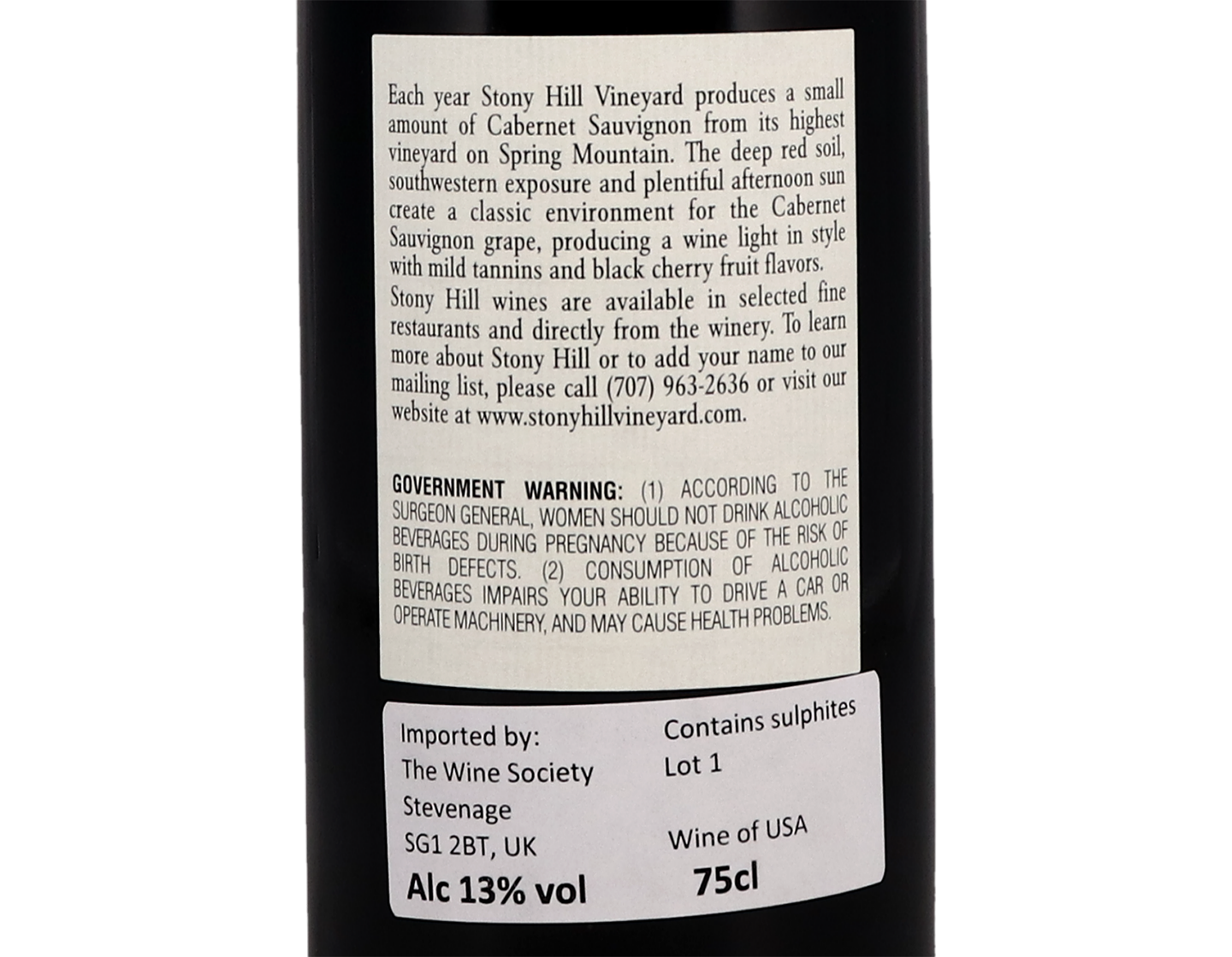 Stoney Hill Napa Cabernet Sauvignon 2013