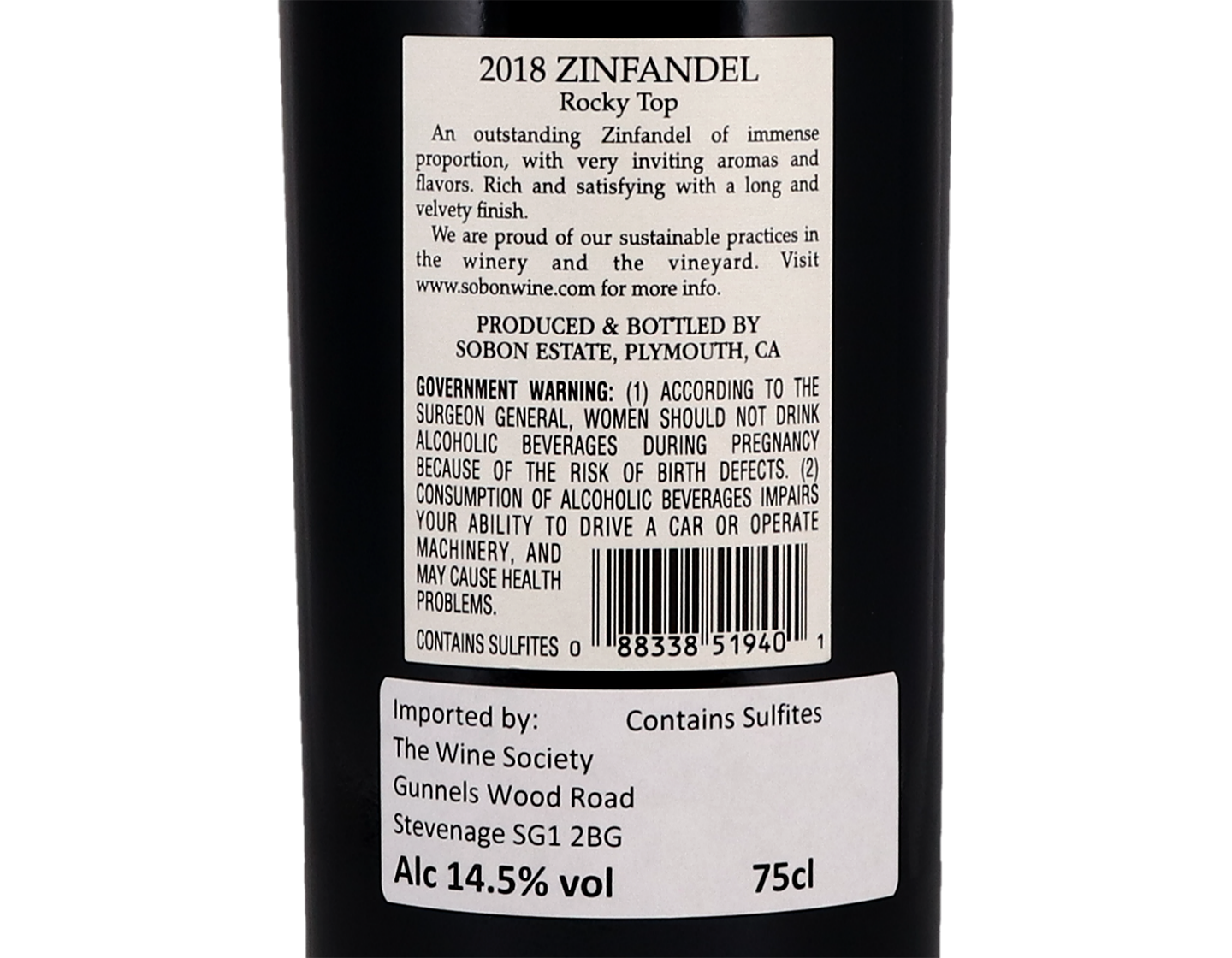 Sobon Estate Rocky Top Amador Zinfandel 2018
