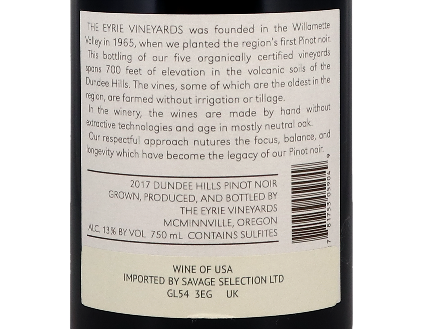 The Eyrie Vineyards Willamette Valley Pinot Noir 2017