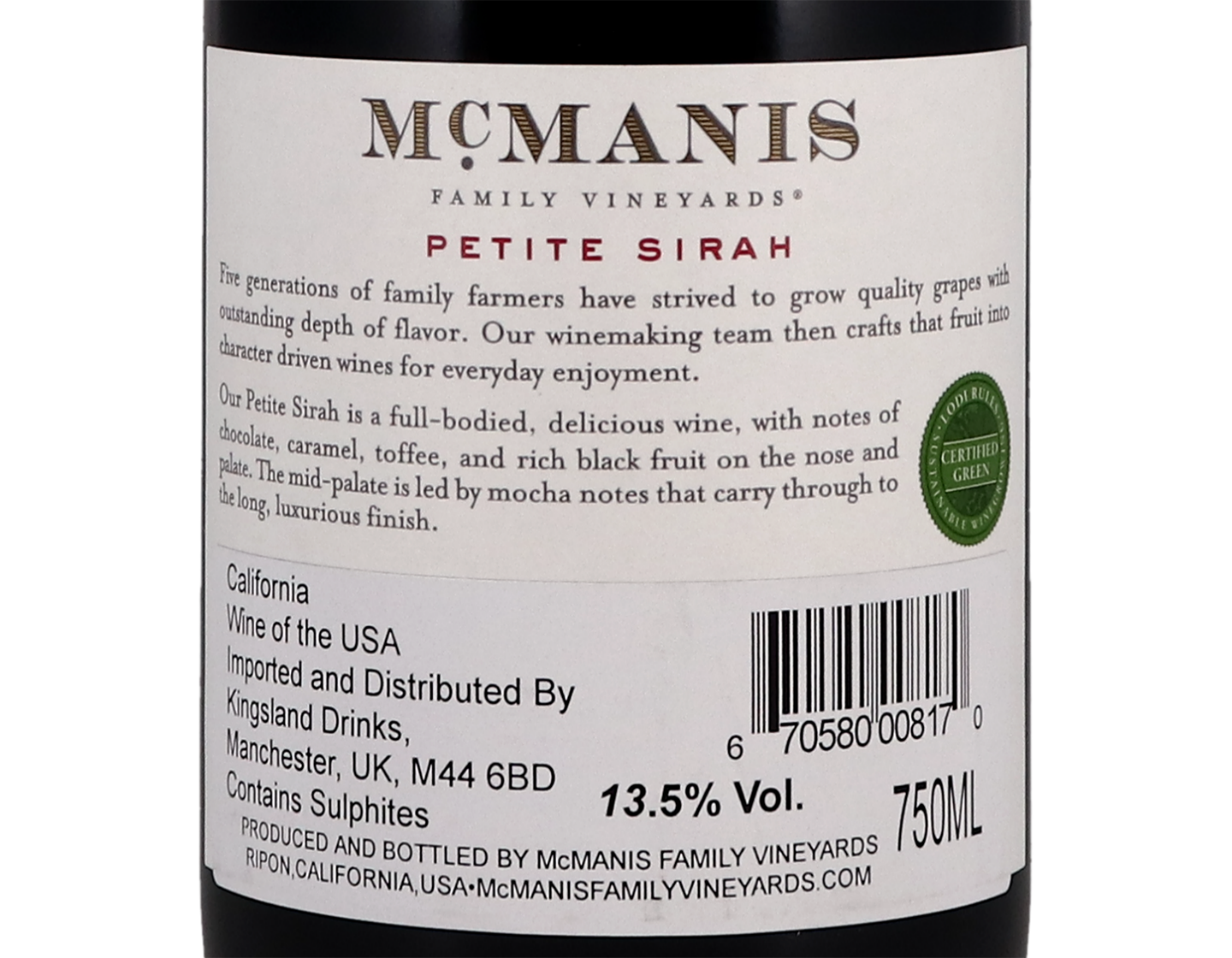 McManis Family Petite Sirah 2019