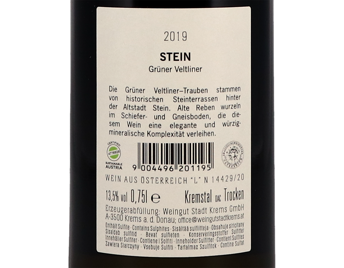 Stadt Krems Stein Grüner Veltliner, Kremstal 2019