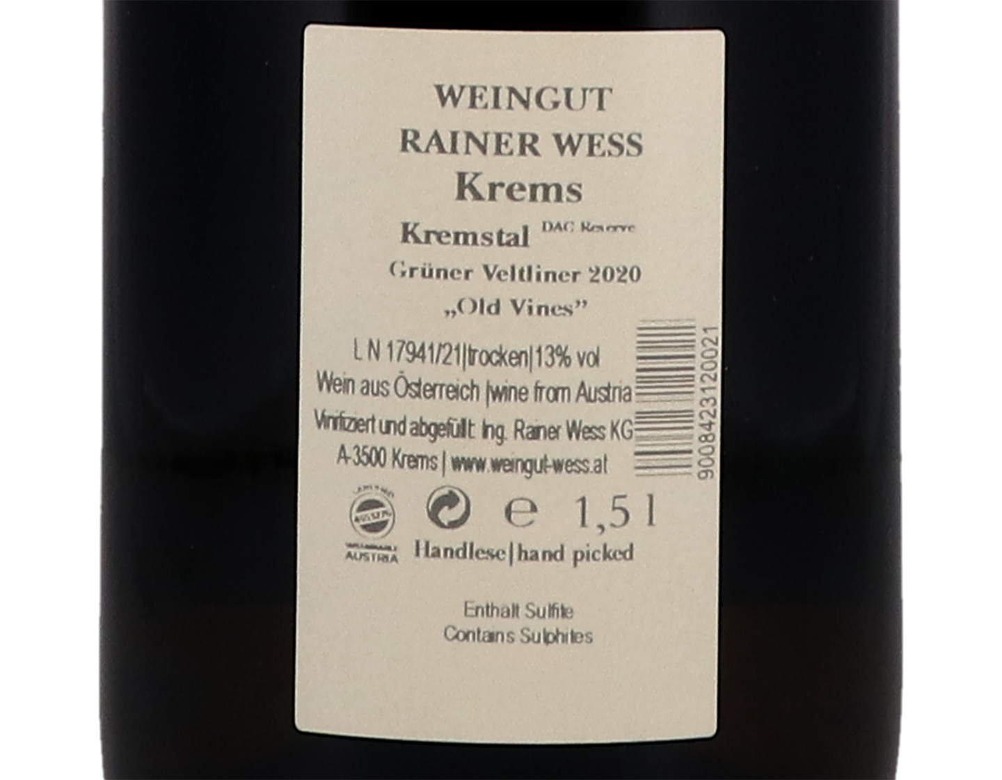 Rainer Wess Old Vine Krems Gruner Veltliner 2020